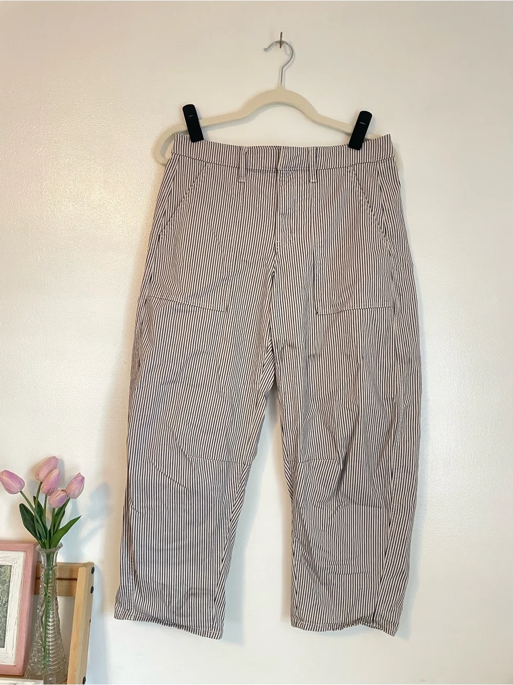 Vintage Railroad Stripe barrel Pants Women's Cropped 4 petite